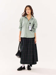 Green Oversized Cropped Shirt
